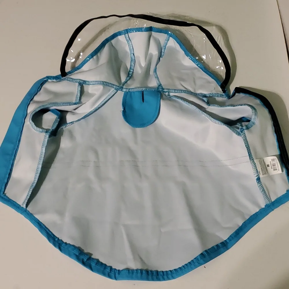 New Rain jacket dog M with hood and zip closure on underside and reflective